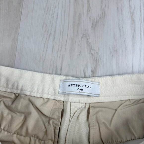 After Pray Mens Ivory Waistband Belted Pleated Straight Leg Chino Pants Large - Picture 10 of 14